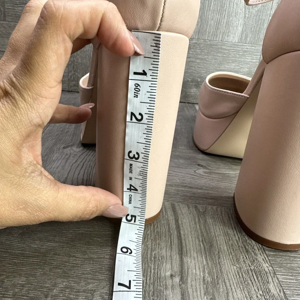 Madden Girl Platform Pumps Womens‎ 9 Blush Pink Block Heel Ankle Strap NEW